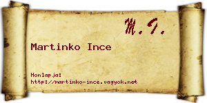 Martinko Ince névjegykártya